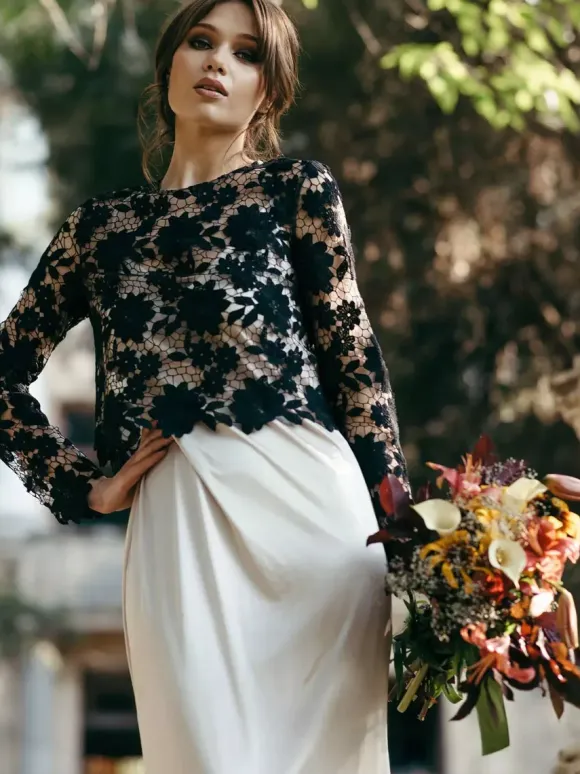 Black Simple Wedding Dresses 2026 Mermaid Long Sleeves Lace With Train Bridal Gown Free Customization