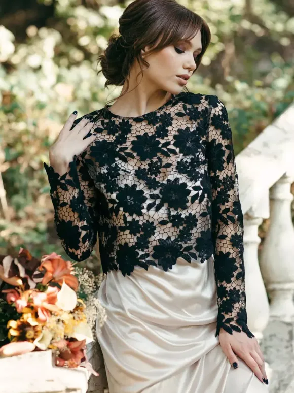 Black Simple Wedding Dresses 2026 Mermaid Long Sleeves Lace With Train Bridal Gown Free Customization