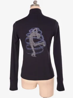 Black Skating Coat Beading Nylon Dance Costume