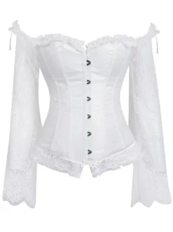 Black Strapless Corset Women Sweetheart Neckline Lace Up Two Tone Embroidered Classic Corset