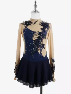 Black Swan Skating Dress Beaded Mesh Elegant Women And Gilr Ice Skater Dress