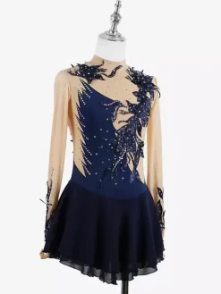 Black Swan Skating Dress Beaded Mesh Elegant Women And Gilr Ice Skater Dress