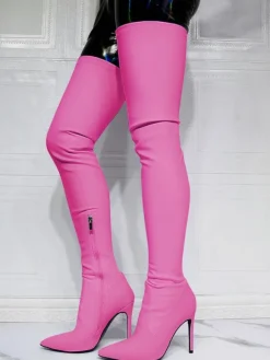 Black Thigh High Boots Sexy Pointed Toe Over The Knee Boots