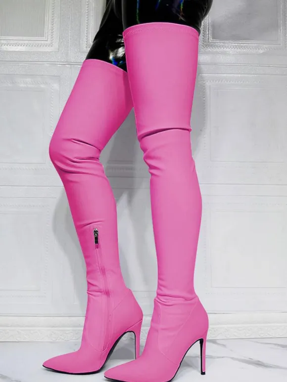 Black Thigh High Boots Sexy Pointed Toe Over The Knee Boots