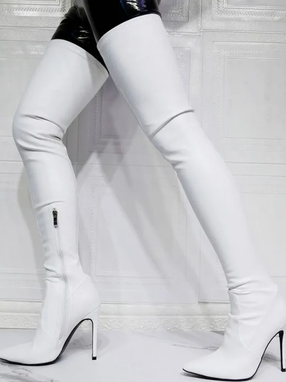 Black Thigh High Boots Sexy Pointed Toe Over The Knee Boots