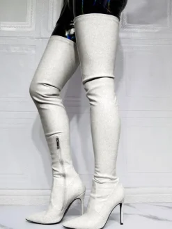 Black Thigh High Boots Sexy Pointed Toe Over The Knee Boots