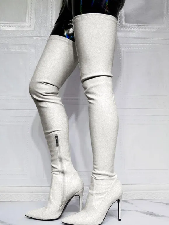 Black Thigh High Boots Sexy Pointed Toe Over The Knee Boots