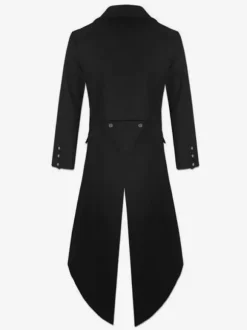 Black Vintage Coat Aristocrat Button Decor Tuxedo Retro Costumes For Men Carnival