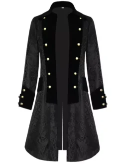 Black Vintage Coat Middle Ages Velour Retro Costumes For Man