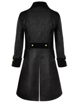 Black Vintage Coat Middle Ages Velour Retro Costumes For Man