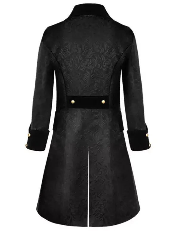 Black Vintage Coat Middle Ages Velour Retro Costumes For Man