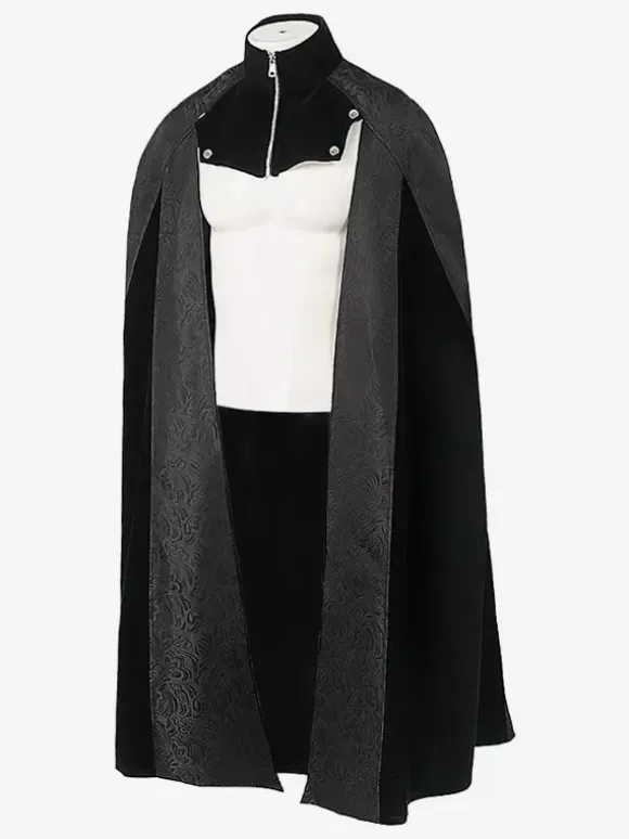Black Vintage Elegant Polyester Zipper Jacquard Sleeveless Retro Costumes For Man