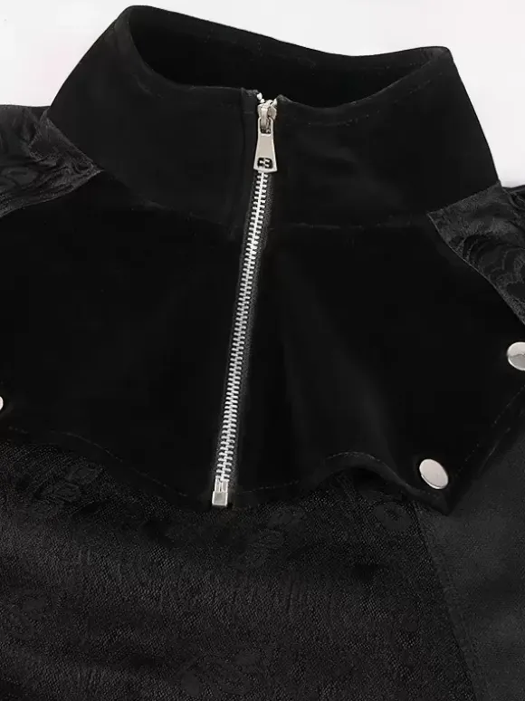 Black Vintage Elegant Polyester Zipper Jacquard Sleeveless Retro Costumes For Man