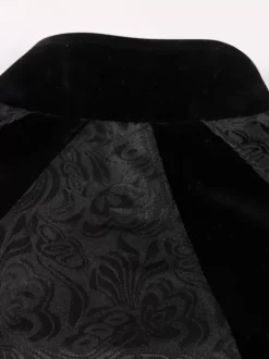 Black Vintage Elegant Polyester Zipper Jacquard Sleeveless Retro Costumes For Man