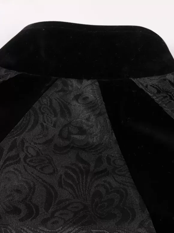 Black Vintage Elegant Polyester Zipper Jacquard Sleeveless Retro Costumes For Man