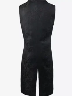 Black Vintage Gilets Split Front Buttons Double Breasted Jacquard Retro Costumes For Man