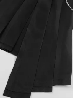 Black Vintage Skirt Retro Grommets Steampunk Gothic Asymmetrical Pleated Skirt Retro Costumes