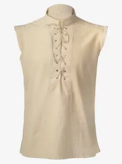 Black Vintage Top Elegant Polyester Lace Up Sleeveless Retro Costumes For Man
