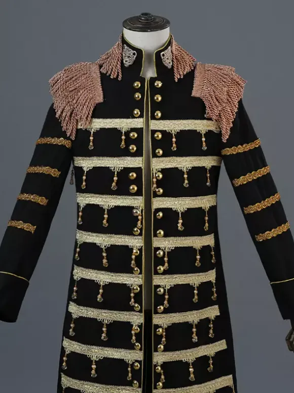 Black Vintage Top Elegant Polyester Long Sleeves Retro Costumes For Man Burgundy