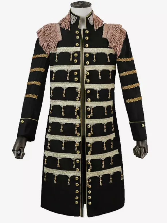 Black Vintage Top Elegant Polyester Long Sleeves Retro Costumes For Man Burgundy