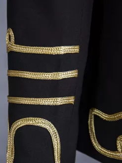 Black Vintage Top Elegant Polyester Long Sleeves Retro Costumes For Man