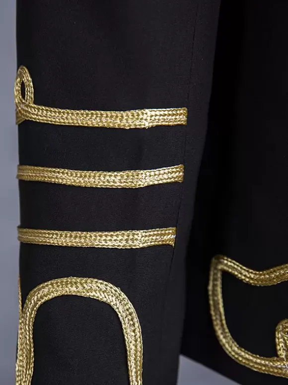 Black Vintage Top Elegant Polyester Long Sleeves Retro Costumes For Man