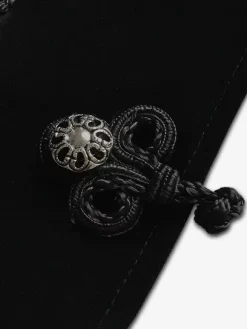 Black Vintage Top Jacquard Long Sleeves Retro Costumes For Man