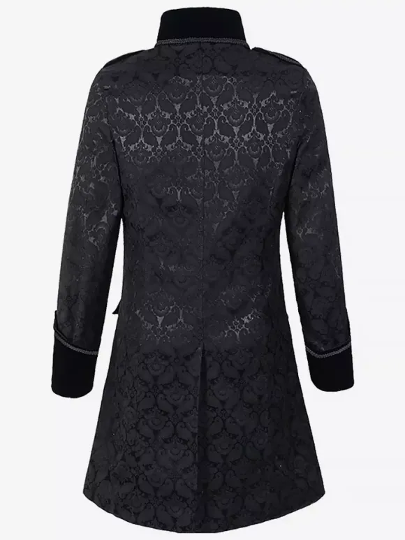 Black Vintage Top Jacquard Long Sleeves Retro Costumes For Man