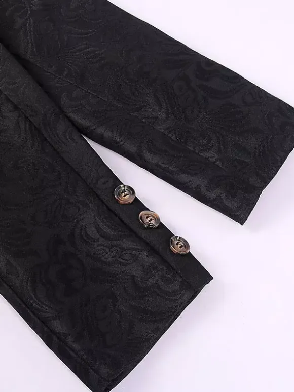 Black Vintage Top Renaissance Jacquard Long Sleeves Polyester Polyester Fiber Overcoat Retro Costumes For Man