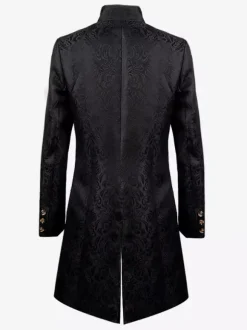 Black Vintage Top Renaissance Jacquard Long Sleeves Polyester Polyester Fiber Overcoat Retro Costumes For Man