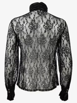 Black Vintage Top Retro Long Sleeves Polyester Polyester Fiber Shirt Retro Costumes For Man