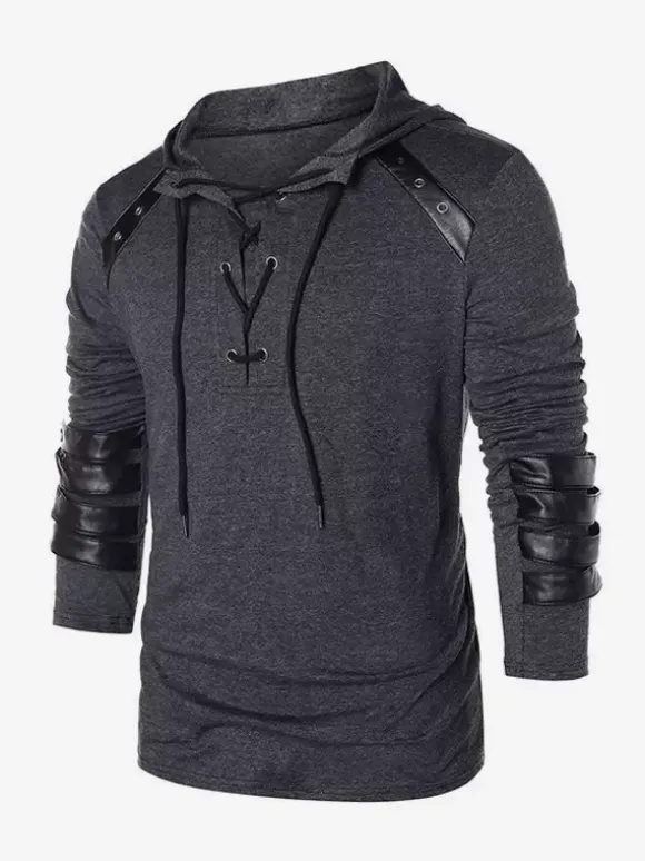 Black Vintage Top Retro Polyester Long Sleeves Retro Costumes For Man