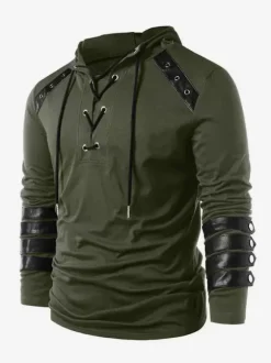 Black Vintage Top Retro Polyester Long Sleeves Retro Costumes For Man