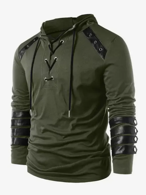 Black Vintage Top Retro Polyester Long Sleeves Retro Costumes For Man