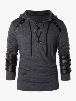 Black Vintage Top Retro Polyester Long Sleeves Retro Costumes For Man