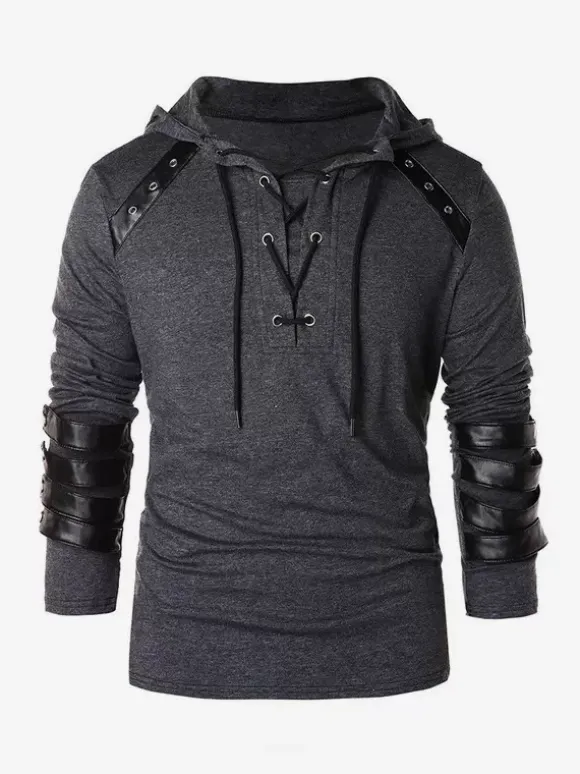 Black Vintage Top Retro Polyester Long Sleeves Retro Costumes For Man