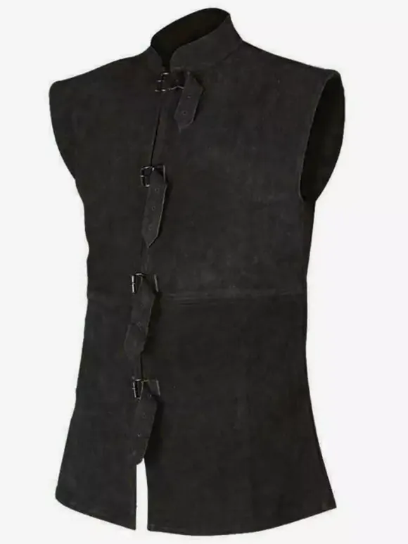 Black Vintage Top Retro Polyester Sleeveless Retro Costumes For Man