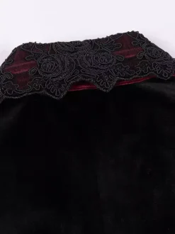 Black Vintage Top Retro Ruffles Lace Long Sleeves Polyester Polyester Fiber Shirt Retro Costumes For Man