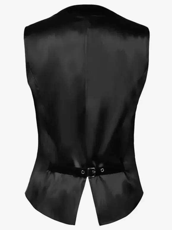 Black Vintage Top Retro Sleeveless Polyester Polyester Fiber Waistcoat Retro Costumes For Man