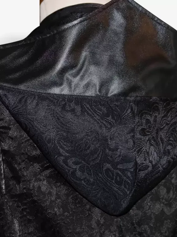 Black Vintage Vintage Long Sleeves Polyester Polyester Fiber Overcoat Retro Costumes For Man