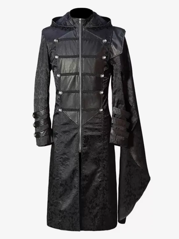 Black Vintage Vintage Long Sleeves Polyester Polyester Fiber Overcoat Retro Costumes For Man