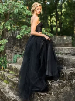 Black Wedding Dresses 2026 A-Line Sleeveless Split Front With Train Bridal Gown Free Customization
