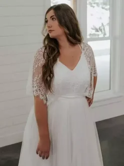 Black Wedding Dresses 2026 Lace A-Line Short Sleeves With Train Bridal Dress Free Customization