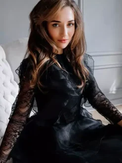 Black Wedding Dresses 2026 Lace A-Line Long Sleeves Short Bridal Dress Free Customization