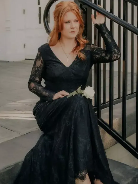 Black Wedding Dresses 2026 Mermaid Long Sleeves Lace With Train Bridal Gown Free Customization