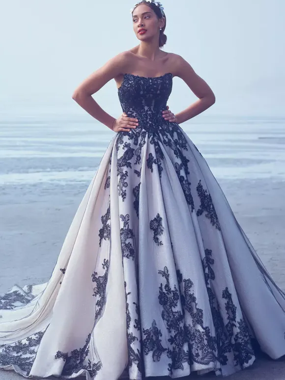 Black Wedding Dresses A-Line Sleeveless Lace With Train Bridal Gown Free Customization