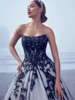 Black Wedding Dresses A-Line Sleeveless Lace With Train Bridal Gown Free Customization