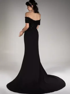 Black Wedding Dresses Lace Mermaid Sleeveless Panel Train Bridal Gown Free Customization