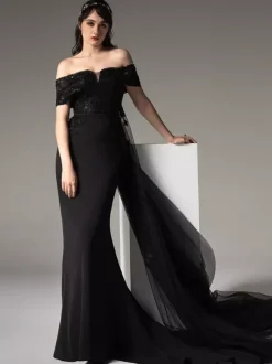 Black Wedding Dresses Lace Mermaid Sleeveless Panel Train Bridal Gown Free Customization