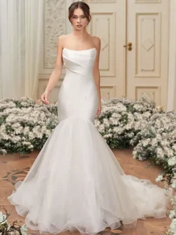 Black Wedding Dresses Satin Fabric Mermaid Sleeveless Floor-Length Bridal Dress Free Customization